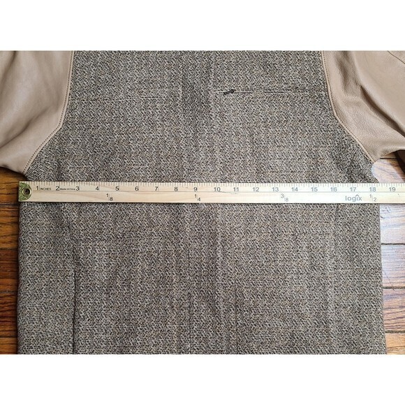 Fossil Mens Medium Bomber Jacket Brown Snap Up Full Zip Wool Silk Nylon C1 - Picture 8 of 8